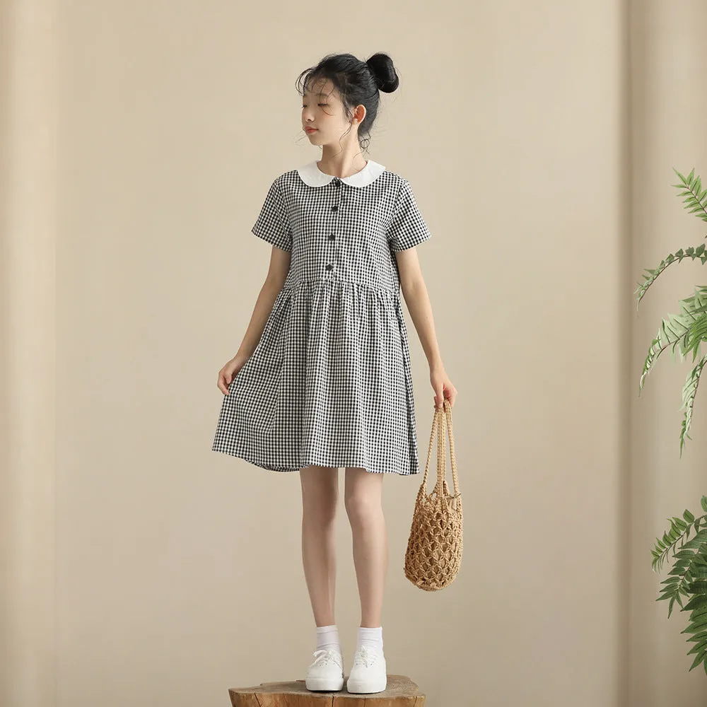 日系 精致黑白格连衣裙 Chic Gingham Dolly Dress