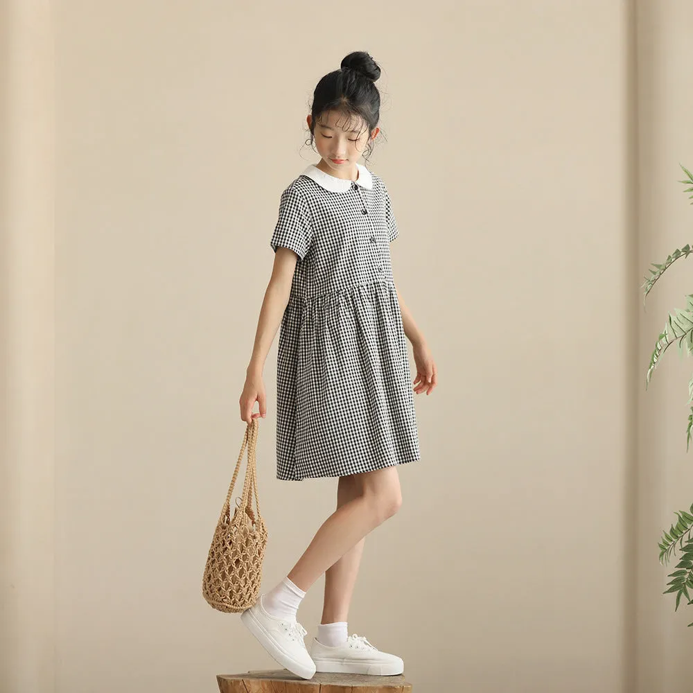 日系 精致黑白格连衣裙 Chic Gingham Dolly Dress
