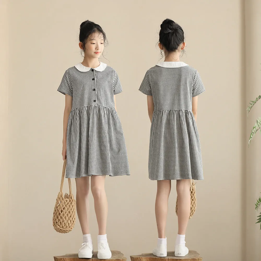 日系 精致黑白格连衣裙 Chic Gingham Dolly Dress