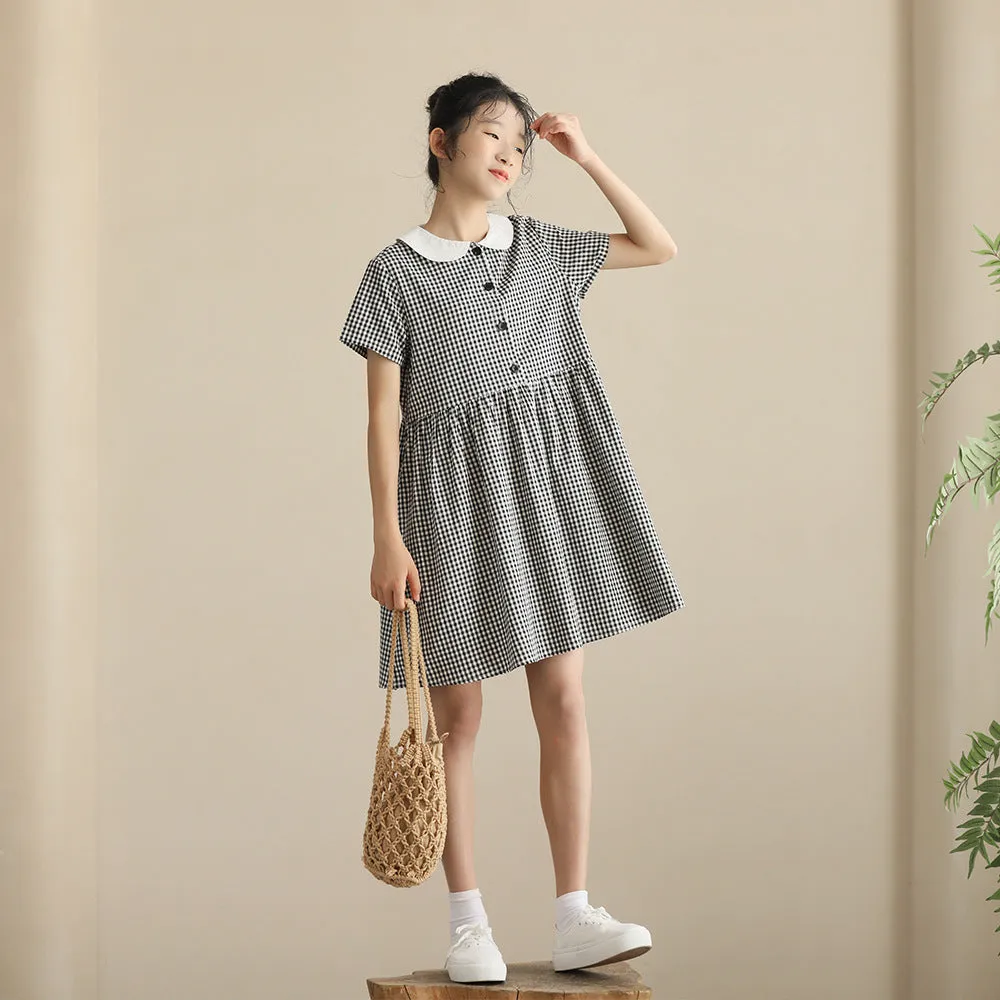 日系 精致黑白格连衣裙 Chic Gingham Dolly Dress