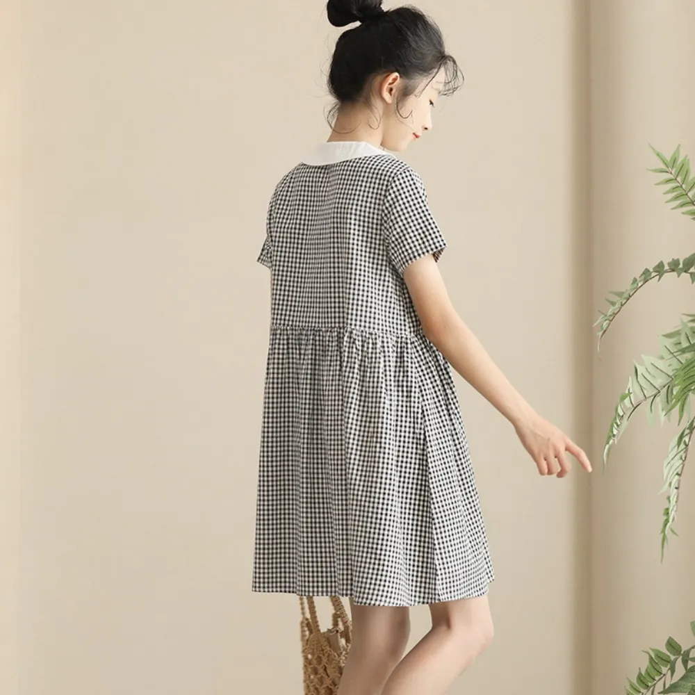 日系 精致黑白格连衣裙 Chic Gingham Dolly Dress