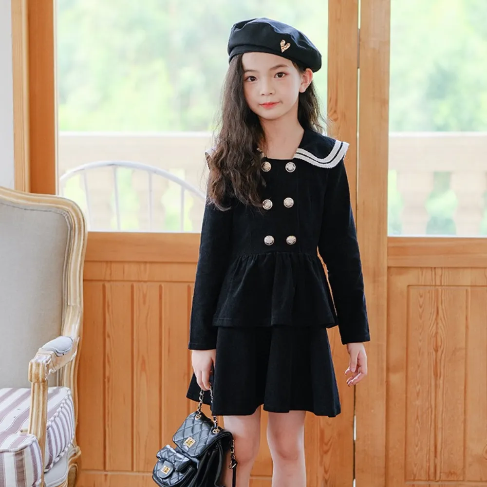 海军领公主裙 Corduroy Navy Collar Princess Dress