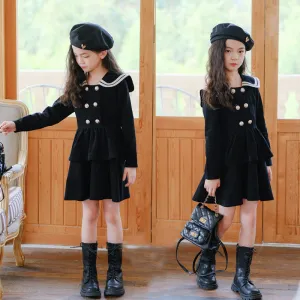 海军领公主裙 Corduroy Navy Collar Princess Dress