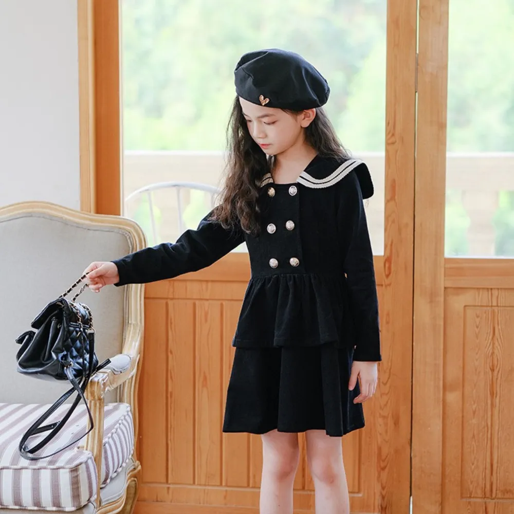 海军领公主裙 Corduroy Navy Collar Princess Dress