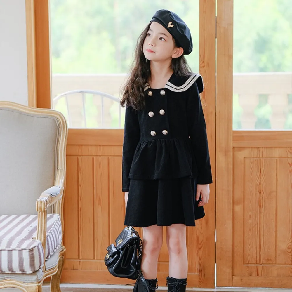 海军领公主裙 Corduroy Navy Collar Princess Dress