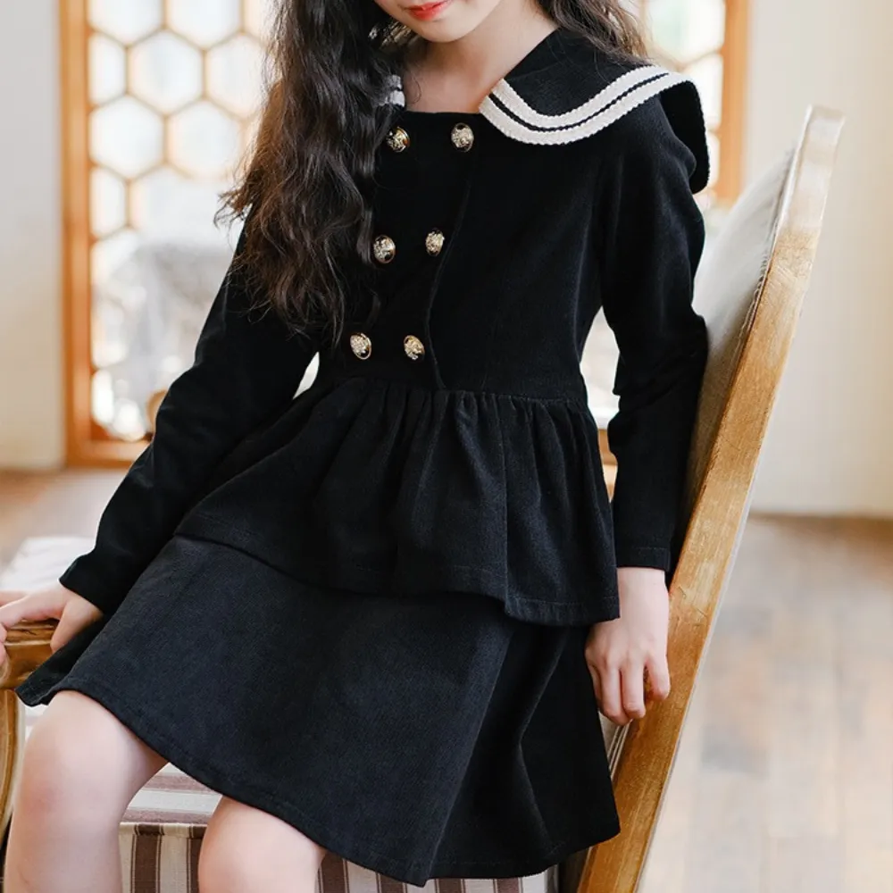 海军领公主裙 Corduroy Navy Collar Princess Dress