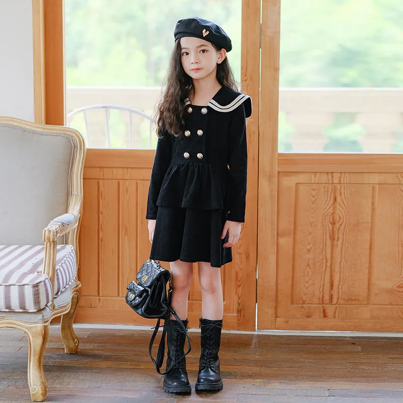 海军领公主裙 Corduroy Navy Collar Princess Dress