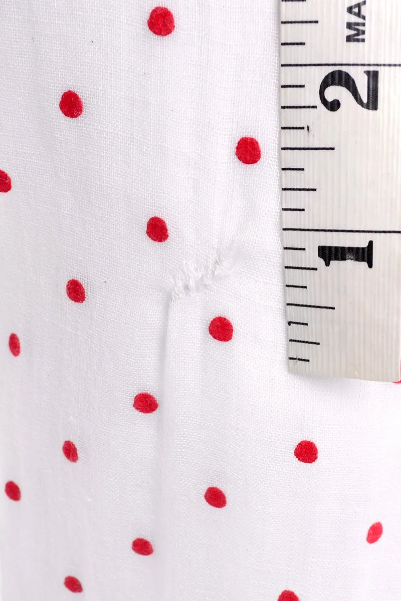 1930's Sheer White Cotton Red Polka Dot Vintage Dress