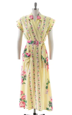 1940s Bold Rose Wrap Dress | medium