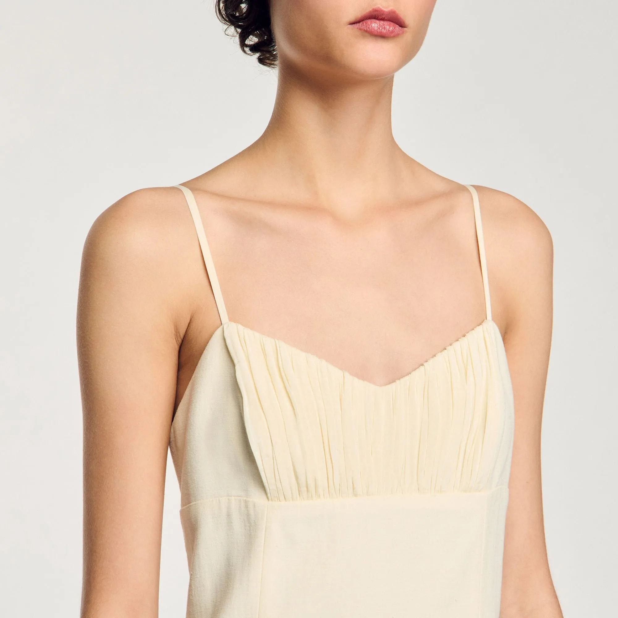 Adoree Pleated Maxi Dress Ecru