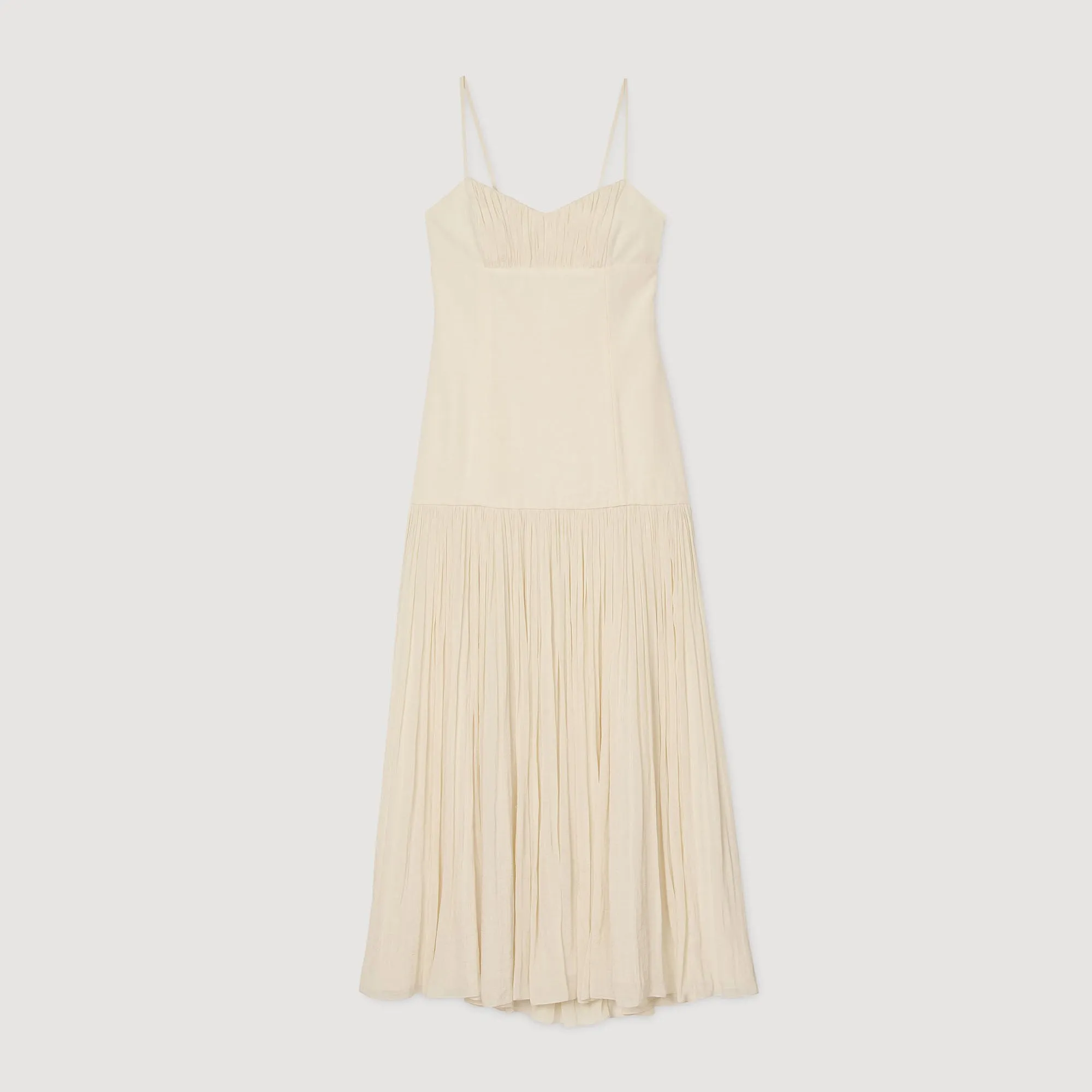 Adoree Pleated Maxi Dress Ecru