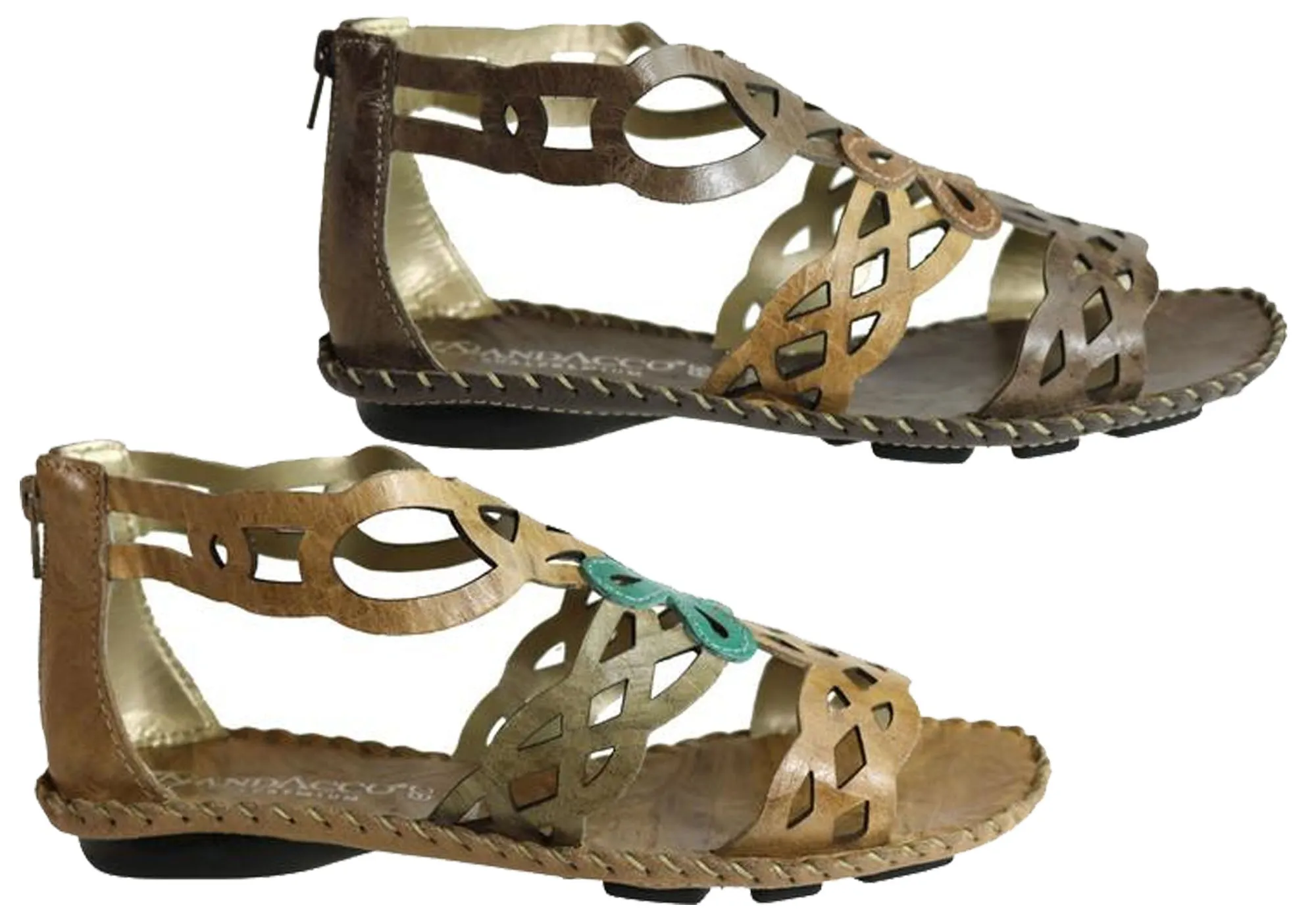 Andacco Betti Womens Comfort Flat Leather Sandals Made In Brazil