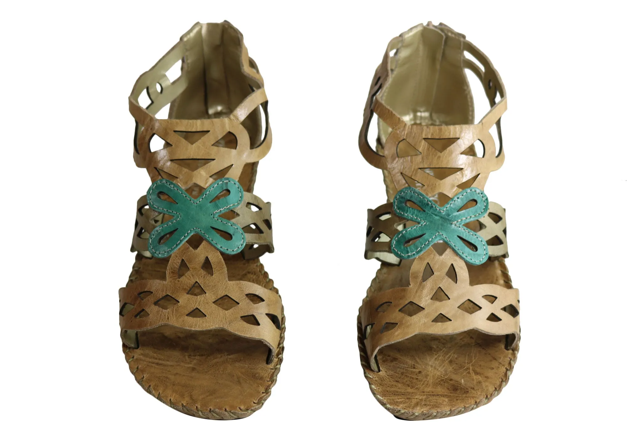 Andacco Betti Womens Comfort Flat Leather Sandals Made In Brazil