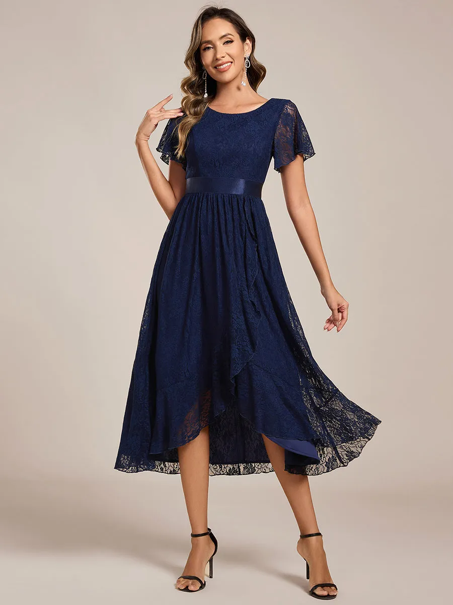 Asymmetrical Hem Evening Dresses with Embroidery Decoration