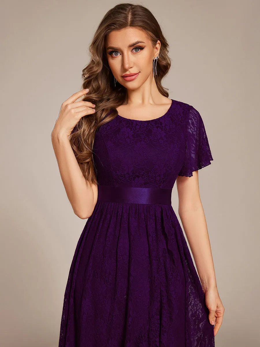 Asymmetrical Hem Evening Dresses with Embroidery Decoration