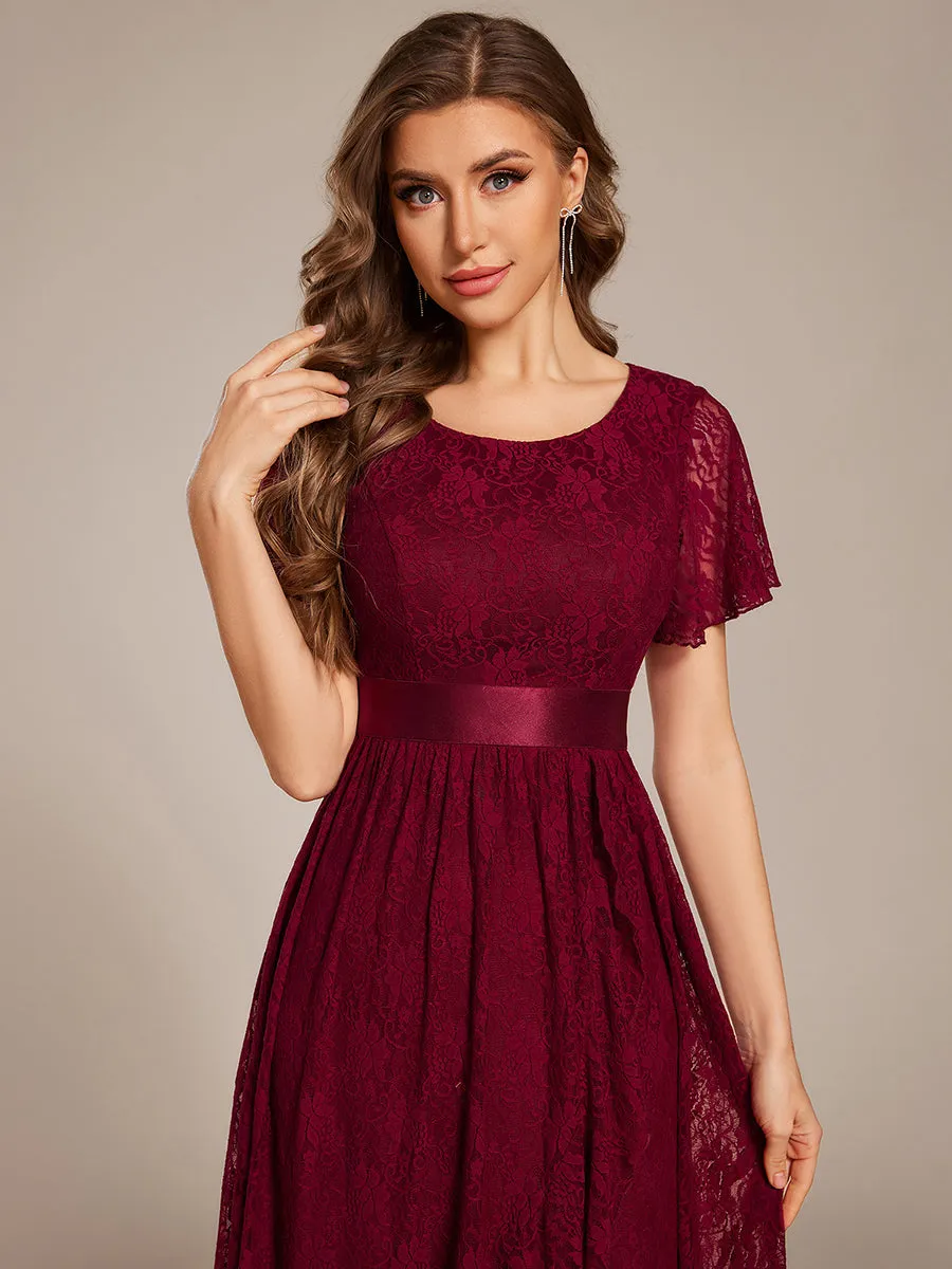Asymmetrical Hem Evening Dresses with Embroidery Decoration