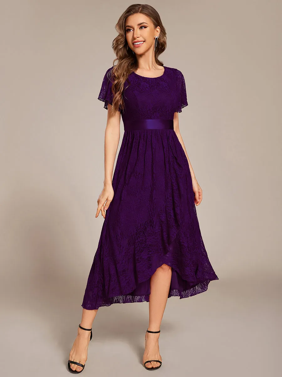Asymmetrical Hem Evening Dresses with Embroidery Decoration