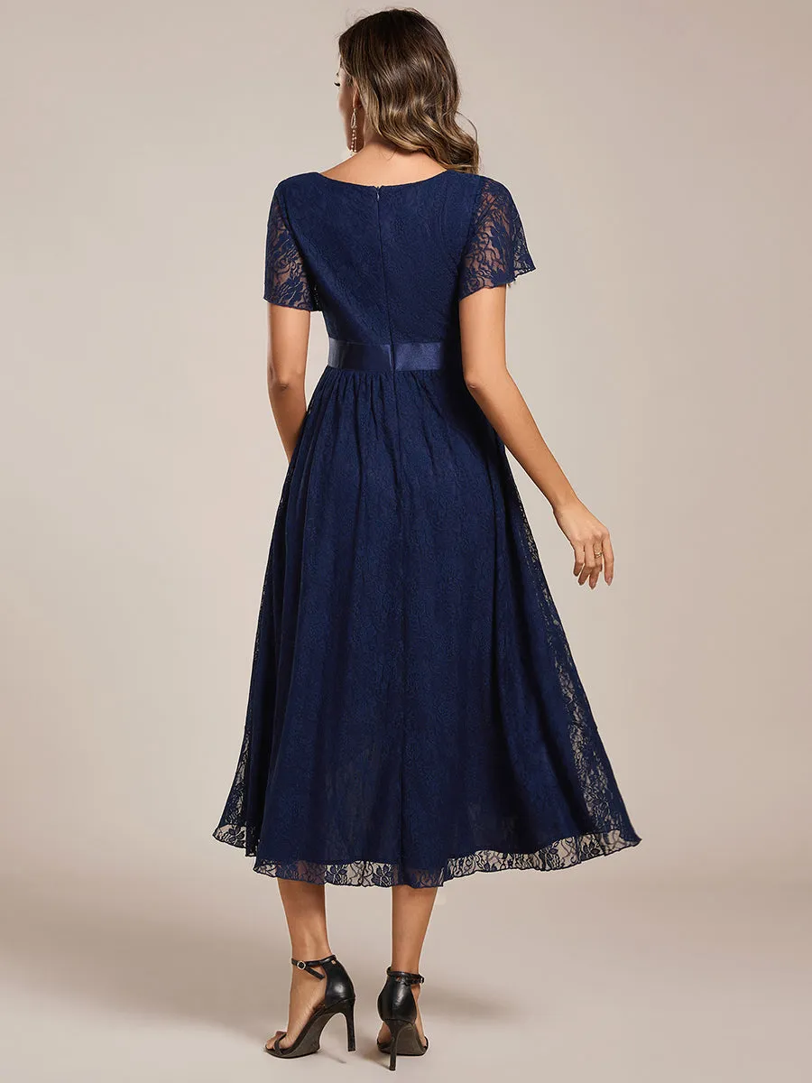 Asymmetrical Hem Evening Dresses with Embroidery Decoration