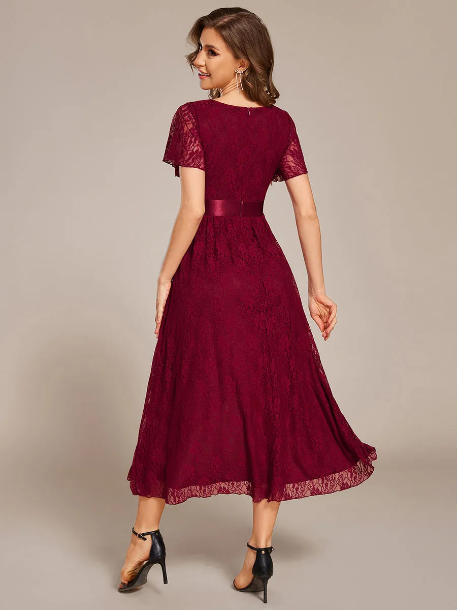 Asymmetrical Hem Evening Dresses with Embroidery Decoration