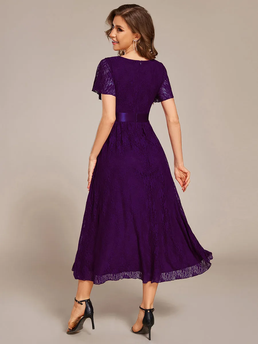 Asymmetrical Hem Evening Dresses with Embroidery Decoration