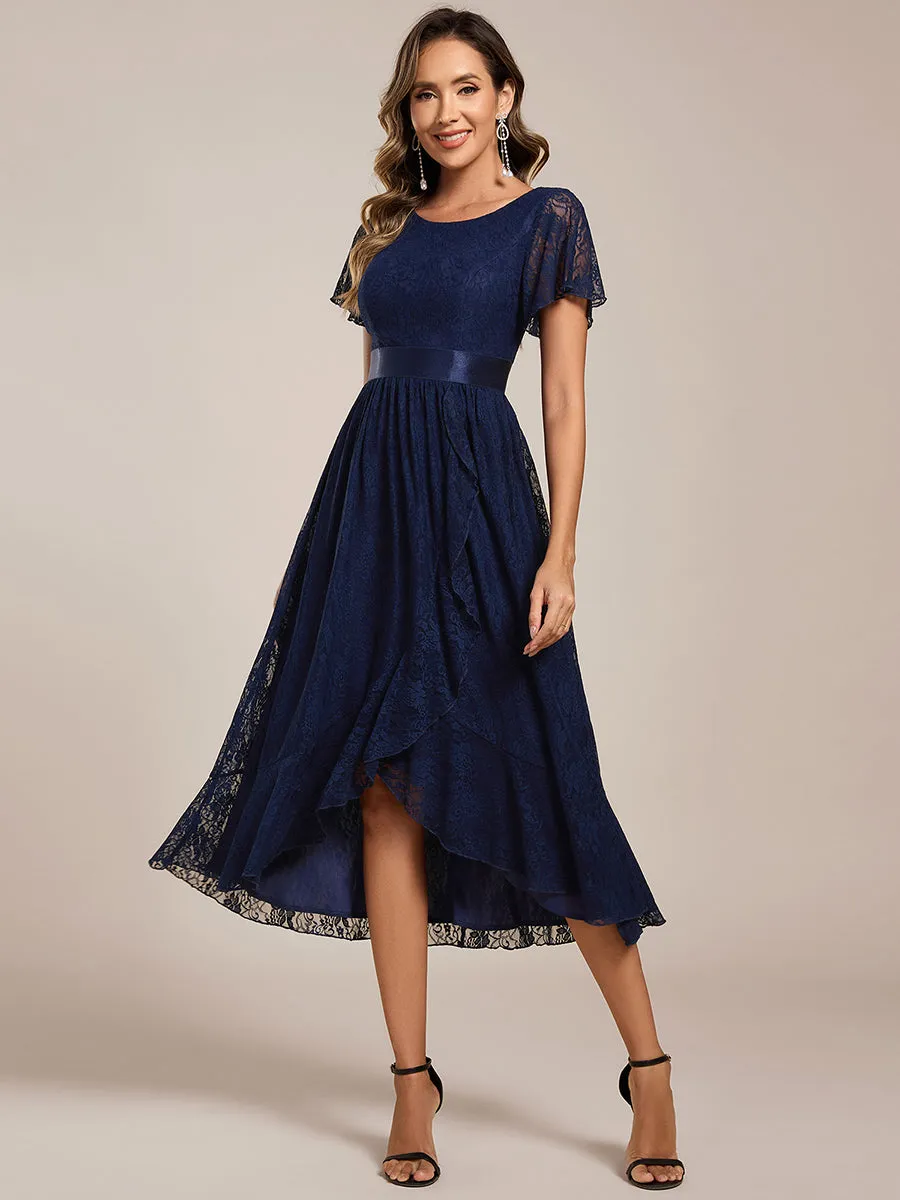 Asymmetrical Hem Evening Dresses with Embroidery Decoration