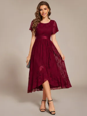 Asymmetrical Hem Evening Dresses with Embroidery Decoration