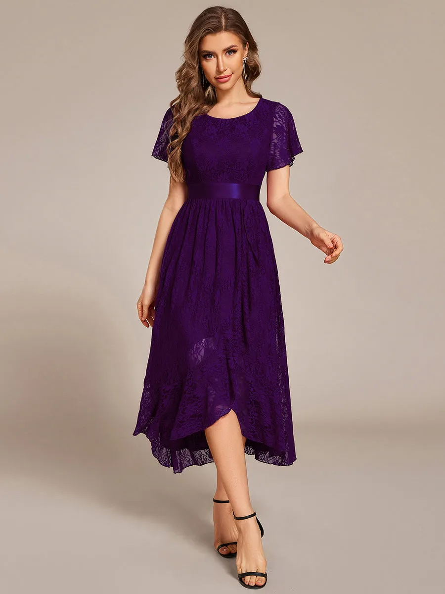 Asymmetrical Hem Evening Dresses with Embroidery Decoration