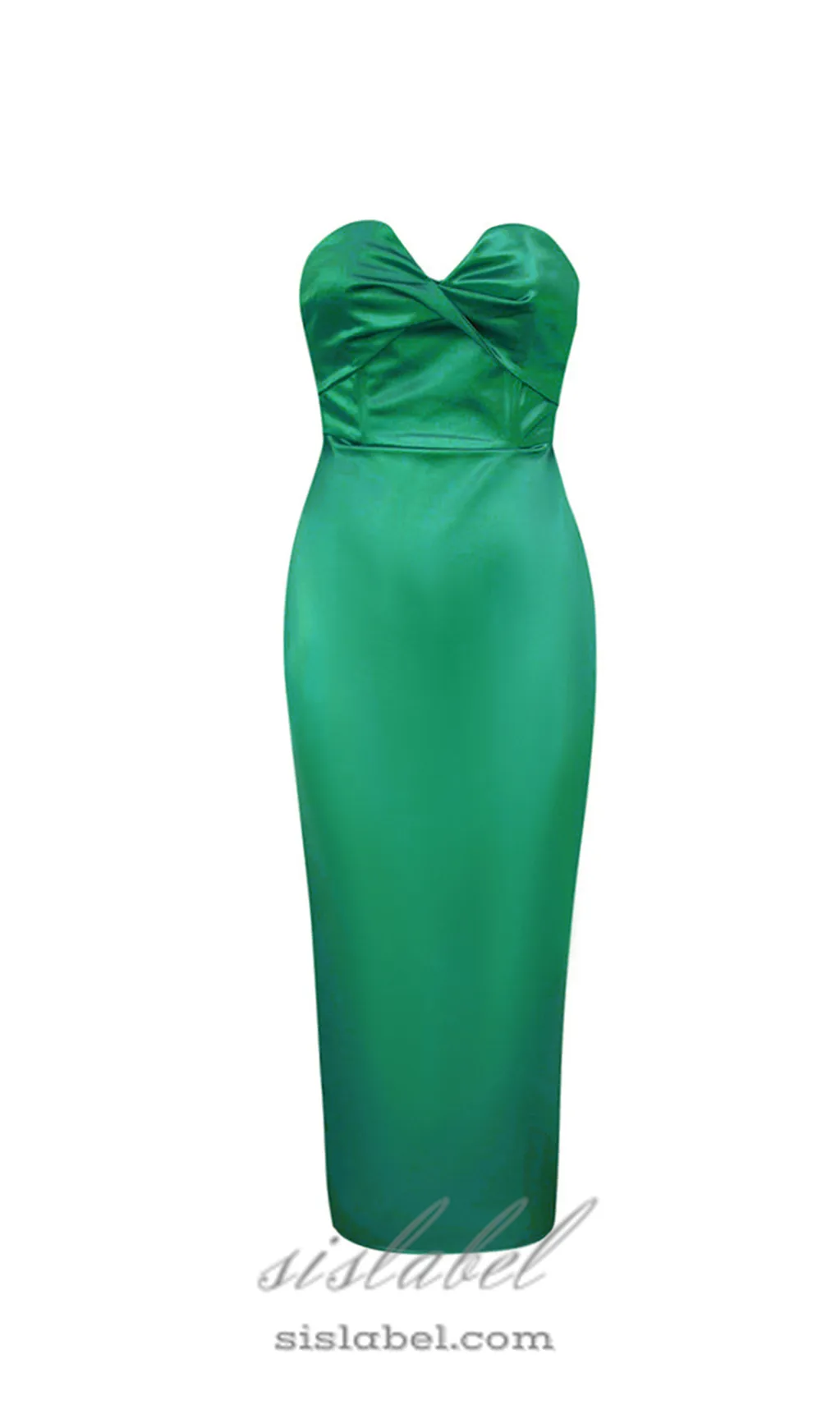 backless split twist-front bodycon midi dress in green