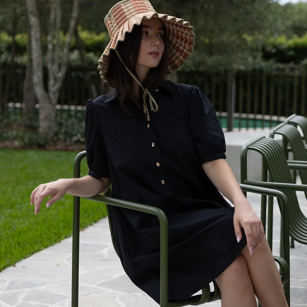 Black Cotton Shirt Dress