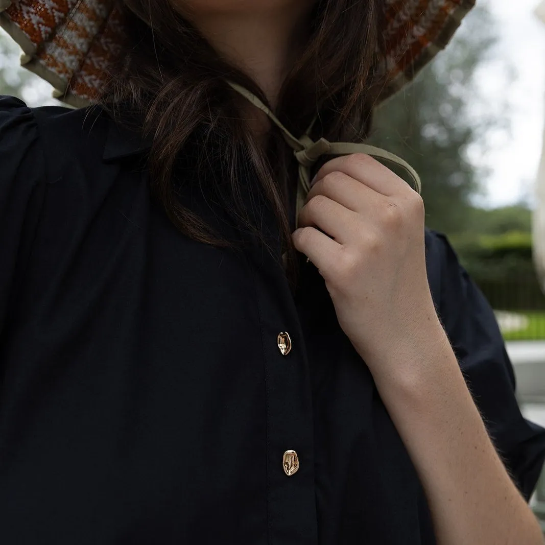 Black Cotton Shirt Dress