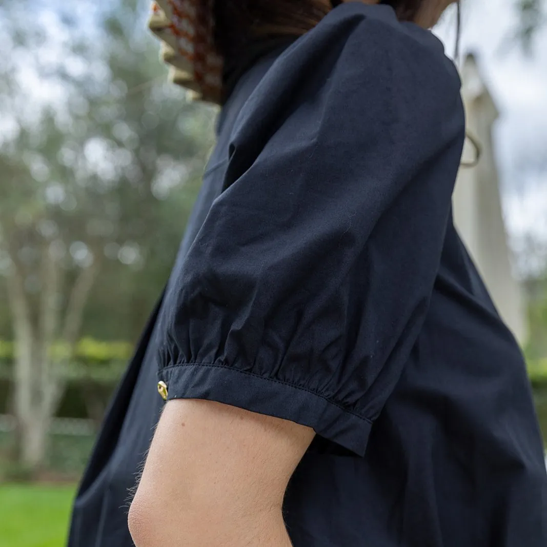 Black Cotton Shirt Dress