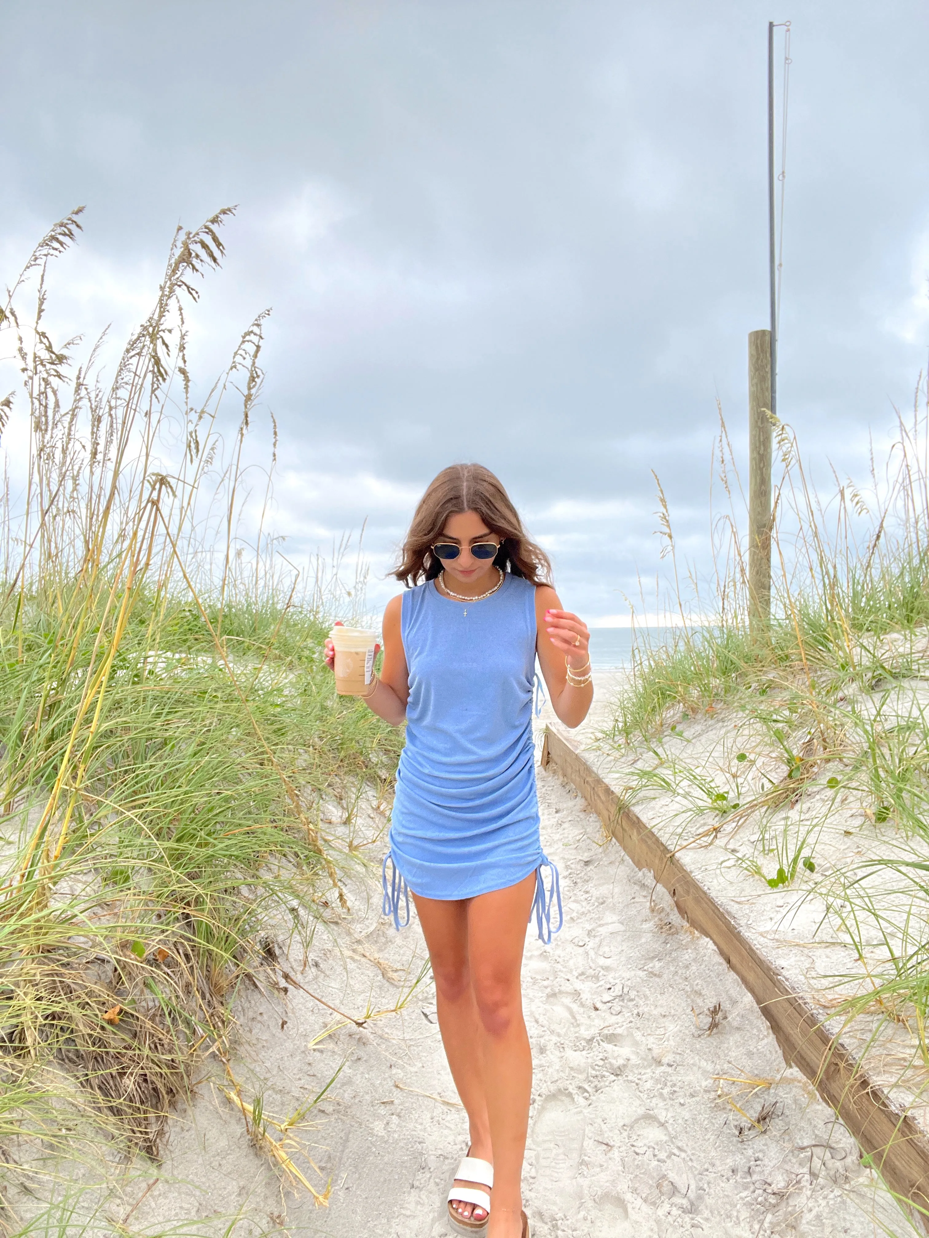 Blue Crush Ruched Tank Dress