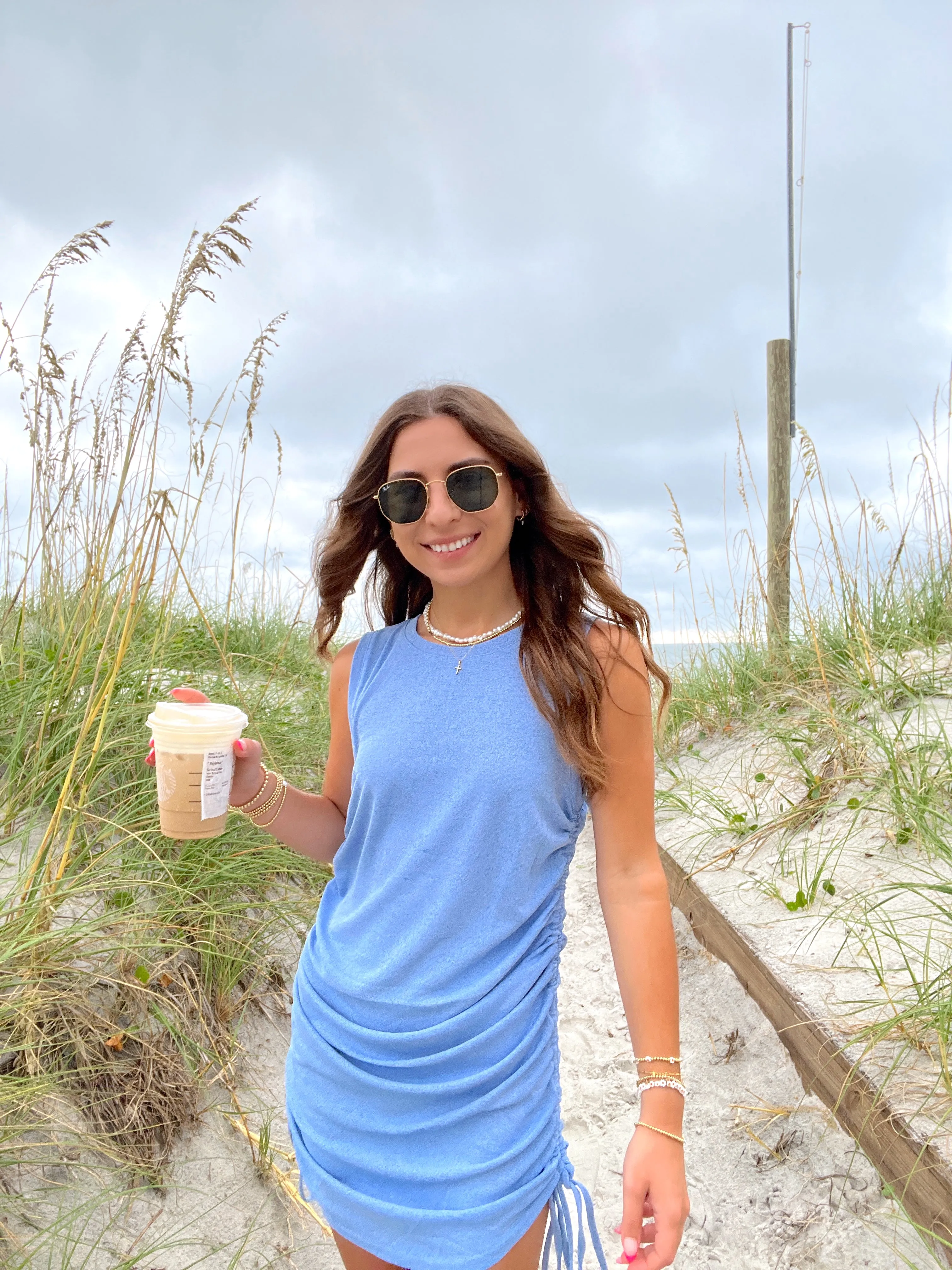 Blue Crush Ruched Tank Dress