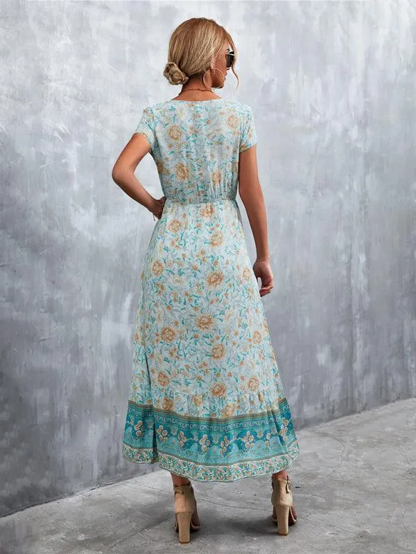 Bohemian Charm Women's V-Neck Maxi Dress