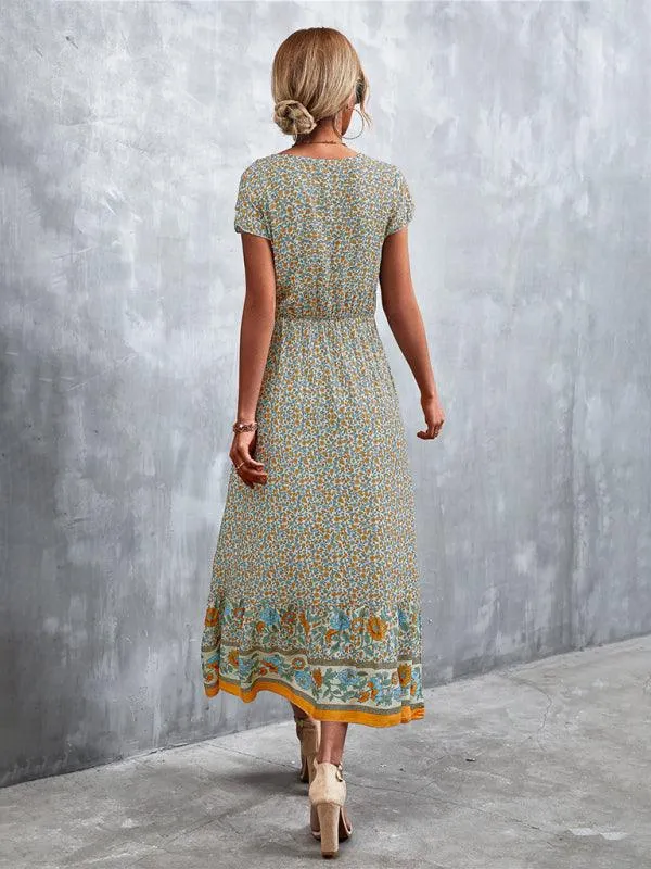 Bohemian Charm Women's V-Neck Maxi Dress