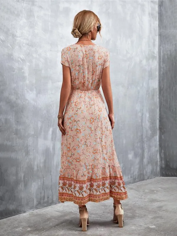 Bohemian Charm Women's V-Neck Maxi Dress