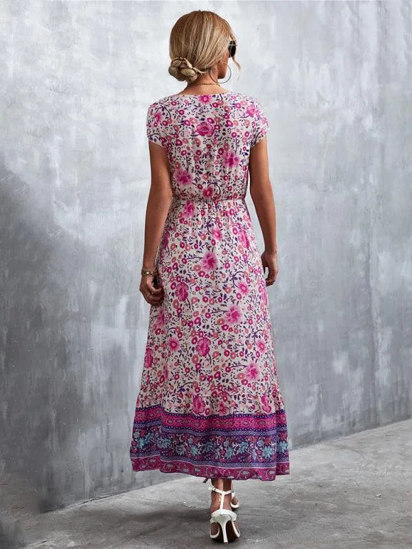 Bohemian Charm Women's V-Neck Maxi Dress