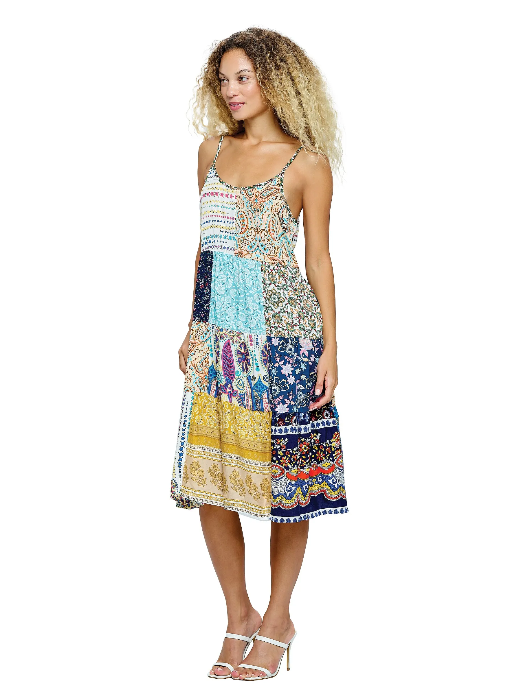 Boho Dress Ruffled Floral Patchwork