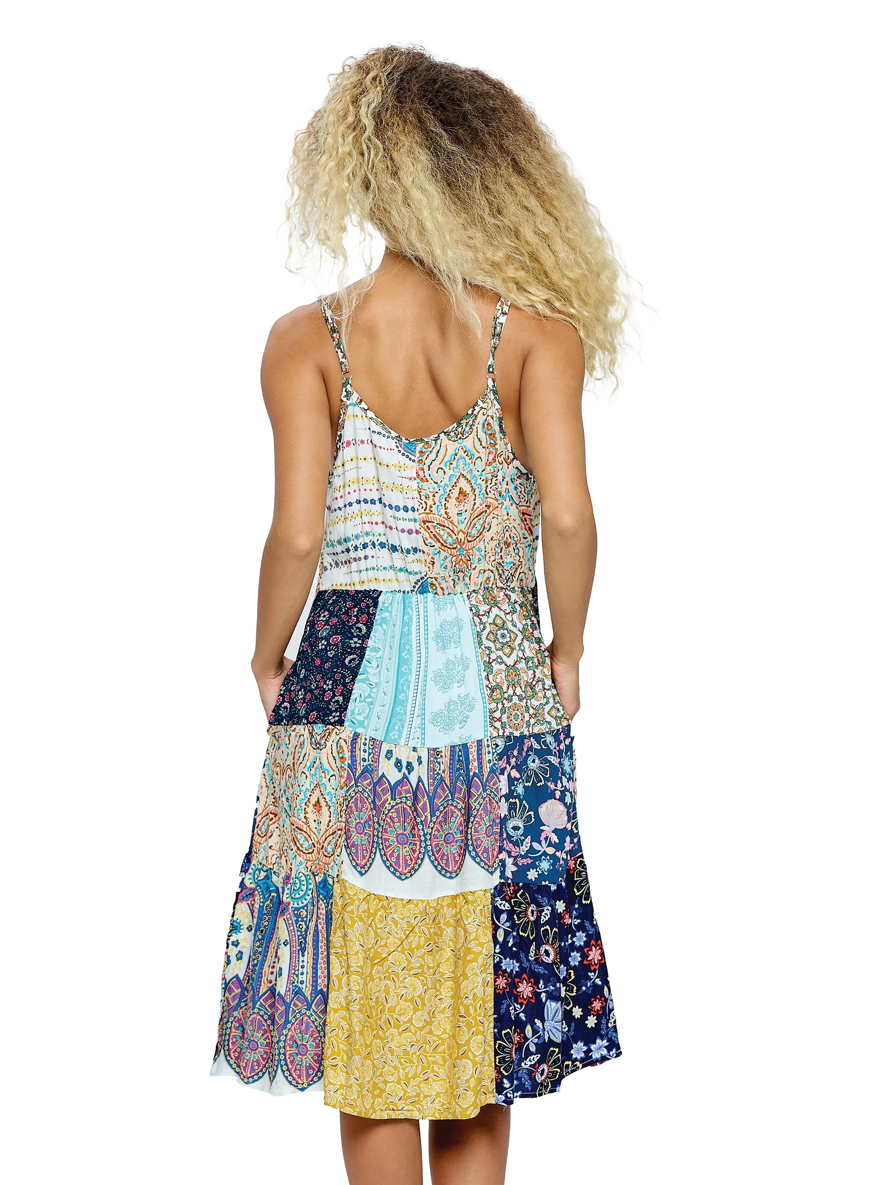 Boho Dress Ruffled Floral Patchwork