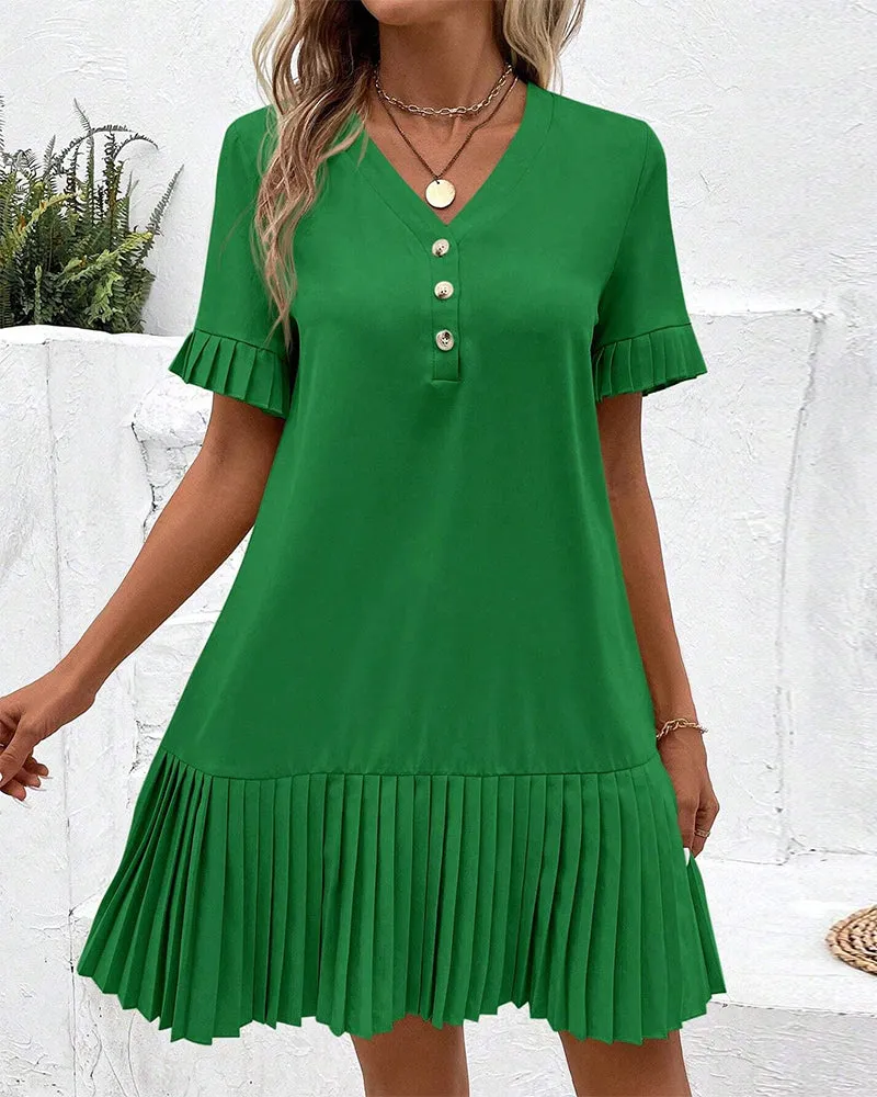 Button-details A-line Dress