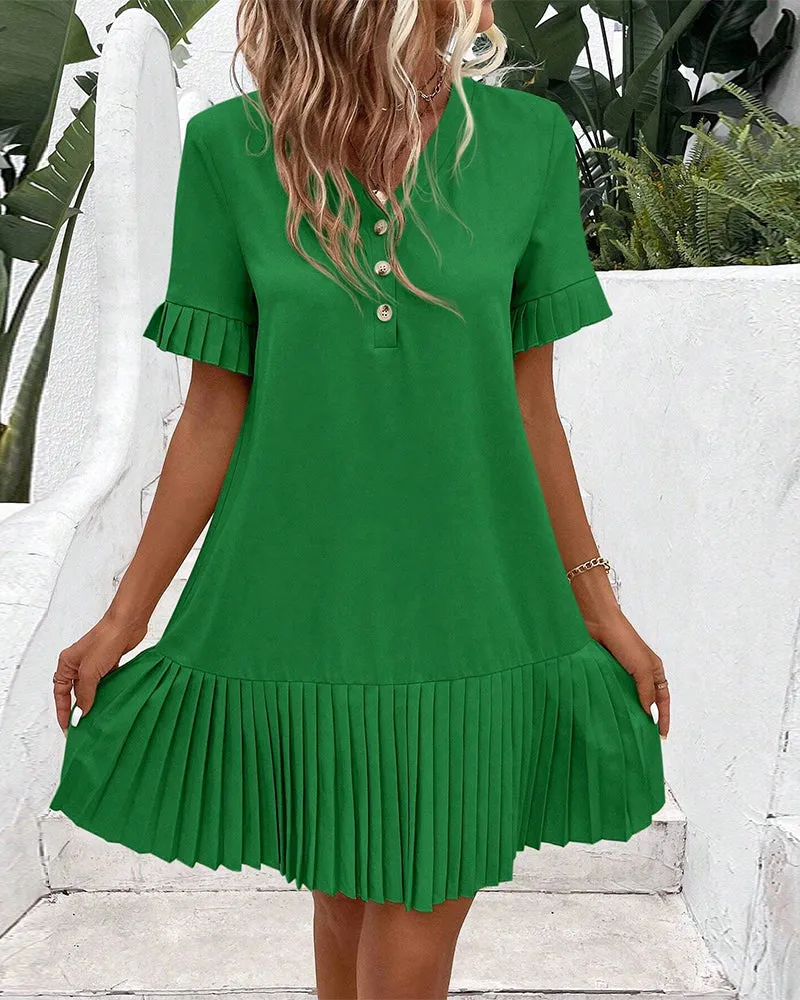 Button-details A-line Dress