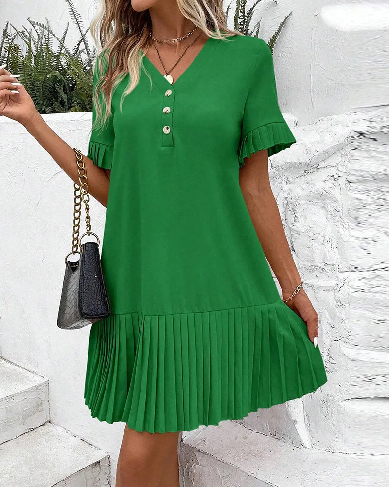 Button-details A-line Dress