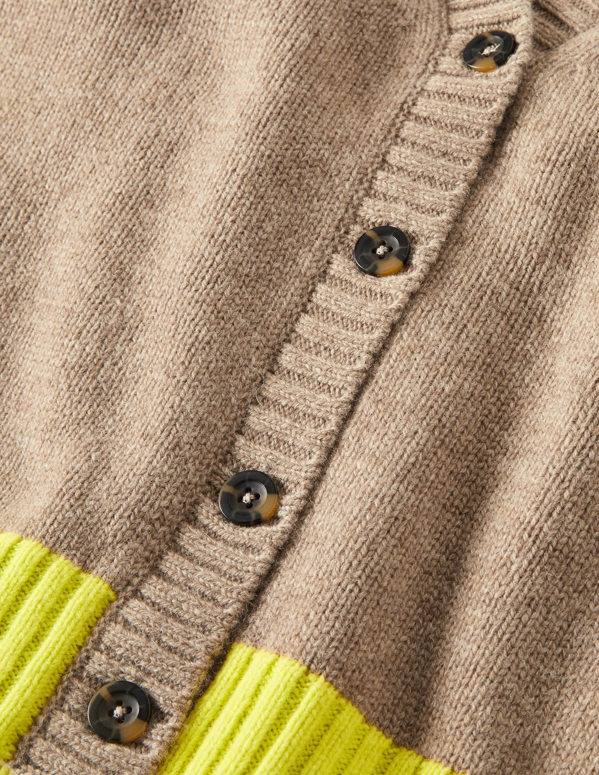 Button Up Knitted Tank Top-Dark Mink Melange, Neon Yellow