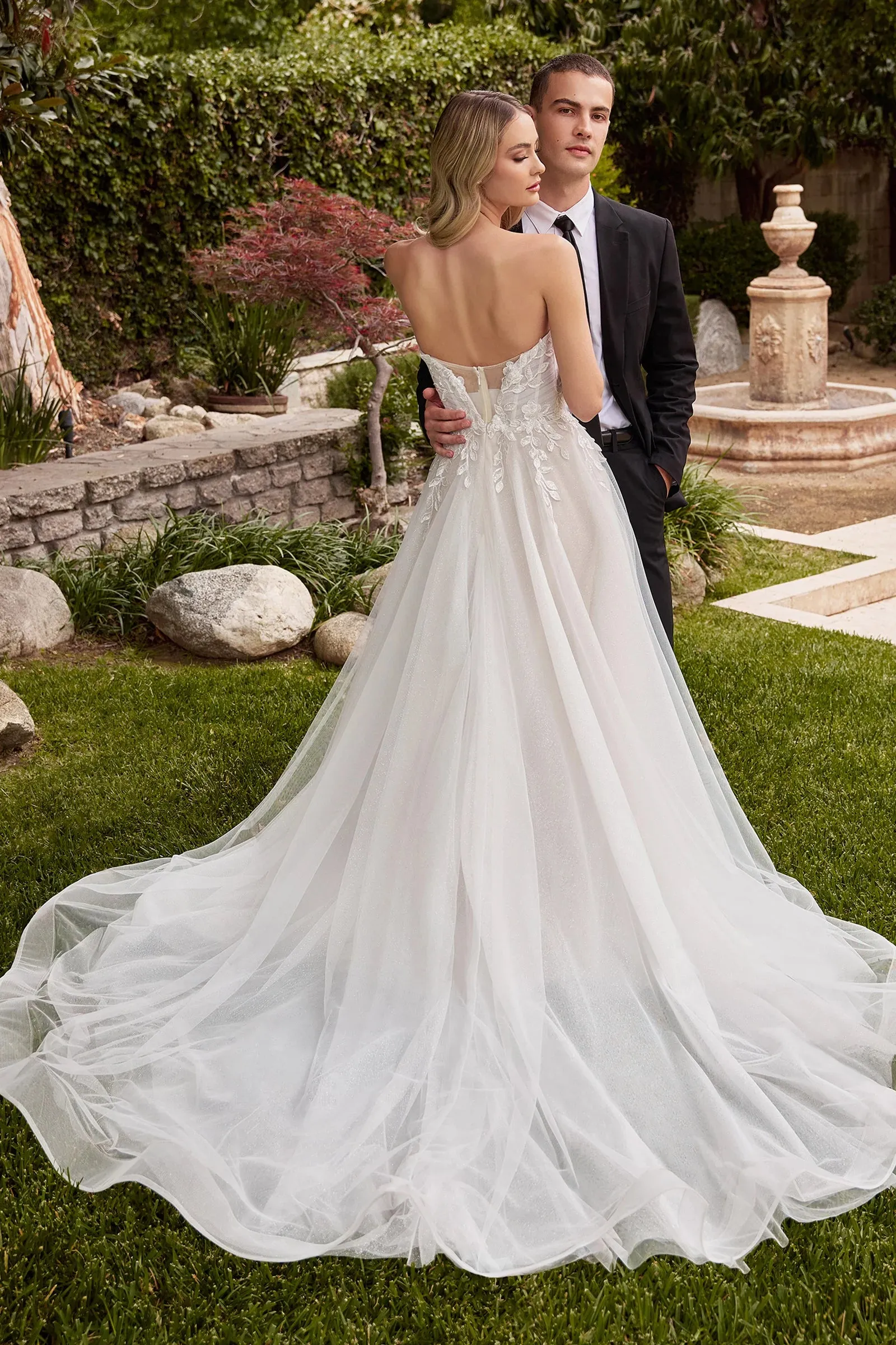 CINDERELLA DIVINE CD859W Strapless A-Line Bridal Gown With Gloves