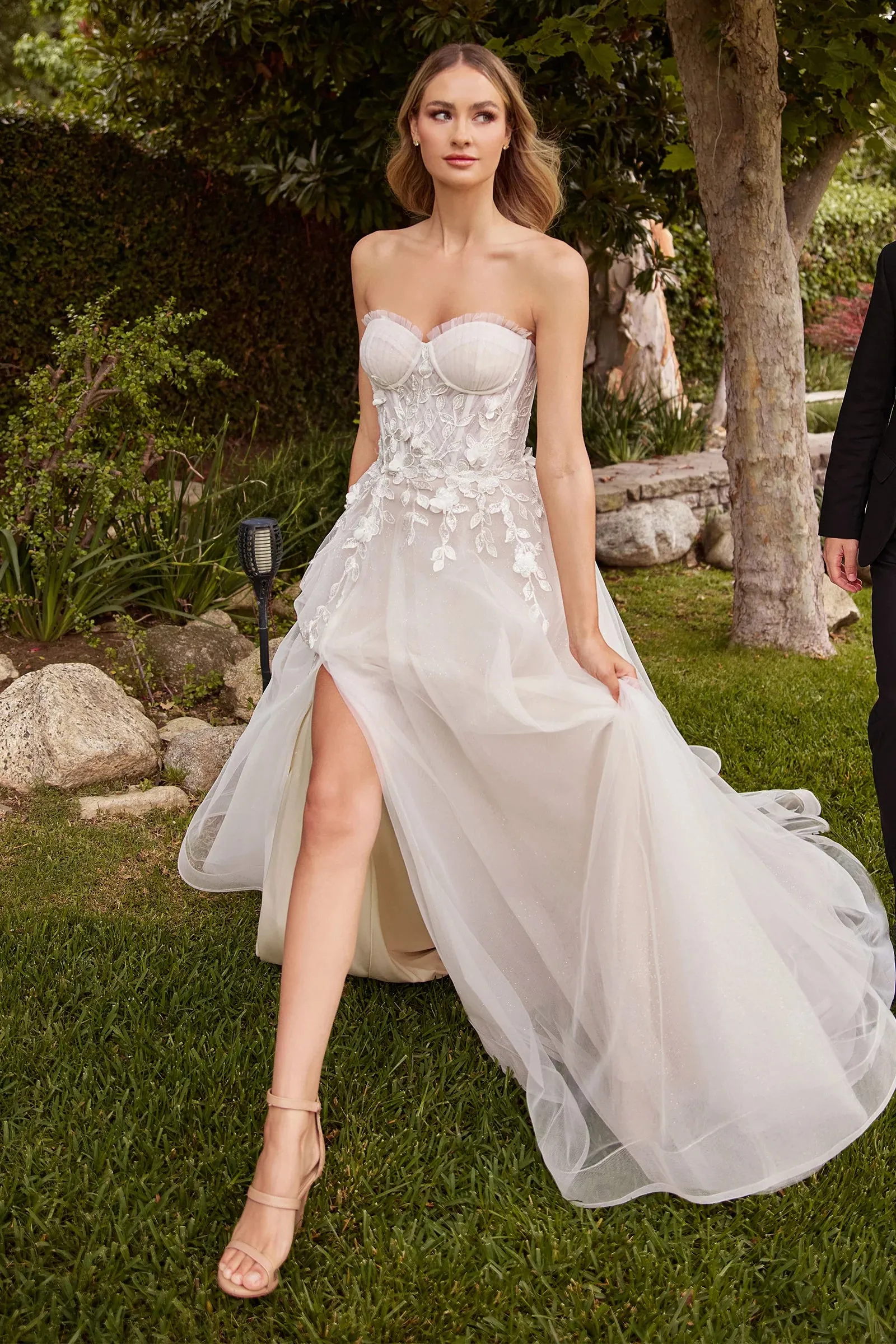 CINDERELLA DIVINE CD859W Strapless A-Line Bridal Gown With Gloves