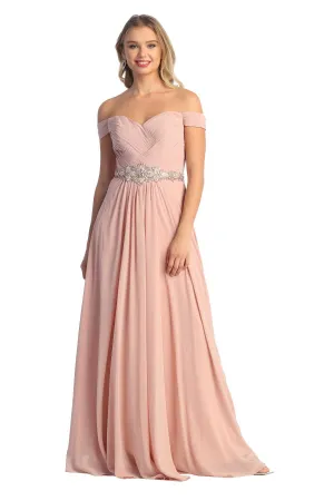Cindy Collection 50409 Off Shoulder Pleated Gown