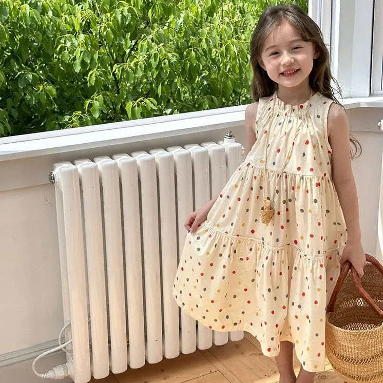 Colorful Polka Dot Sleeveless Dress