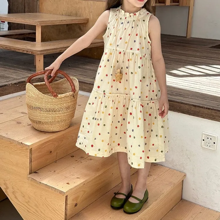 Colorful Polka Dot Sleeveless Dress