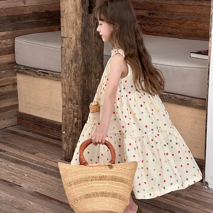 Colorful Polka Dot Sleeveless Dress