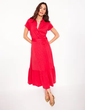 Cressida Jersey Shirt Dress-Jewel Red